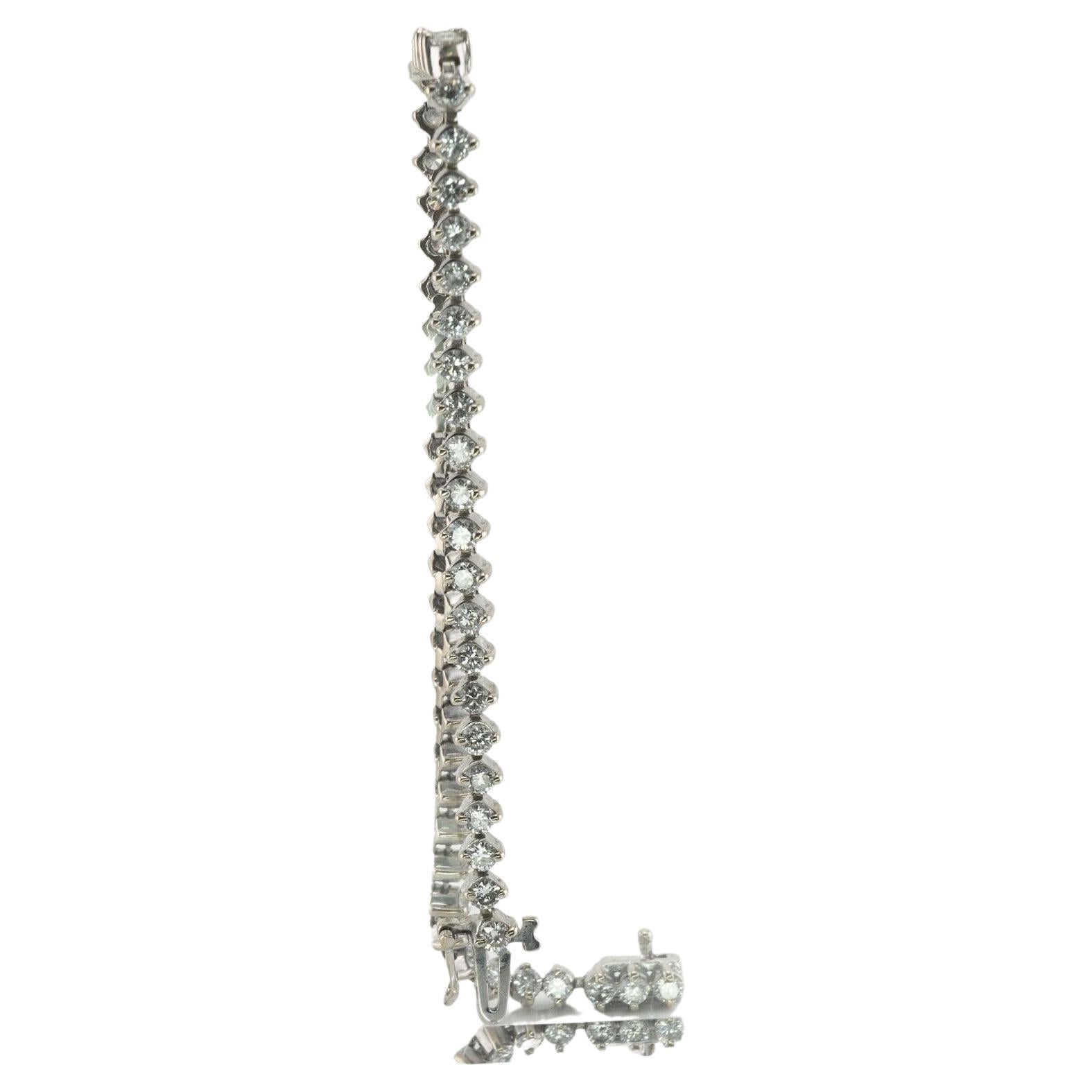 Diamond Tennis Bracelet 14K White Gold 3.00 TDW For Sale