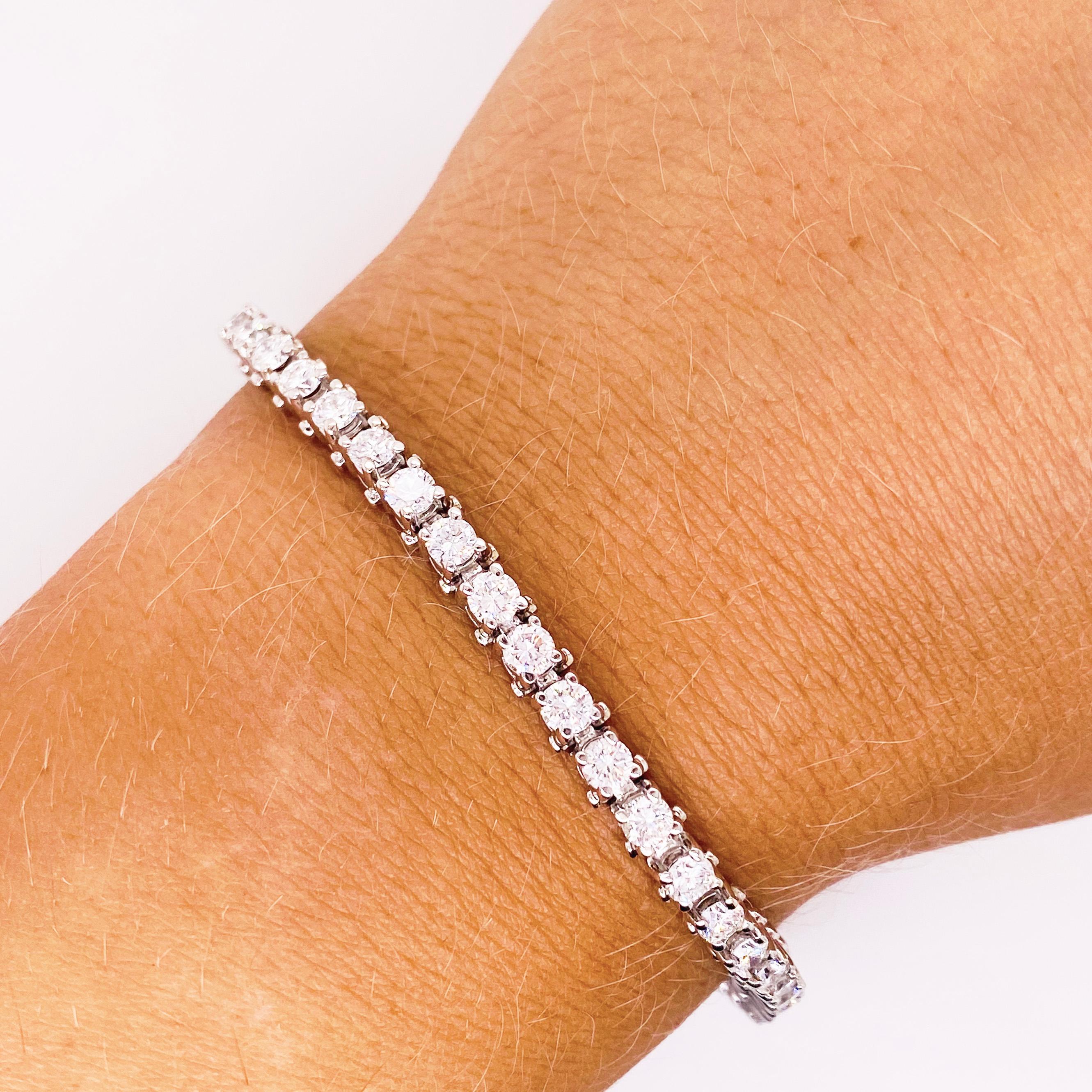 Have you always wanted a tennis bracelet?  This is one that you could wear everyday, all day, and even to bed! This 2 carat total weight diamond tennis bracelet is made really well with well constructed links and nice secure prongs that hold the 