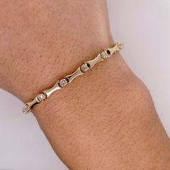 Diamond Tennis Bracelet, 14K Yellow Gold, Heavy Gold Bracelet
