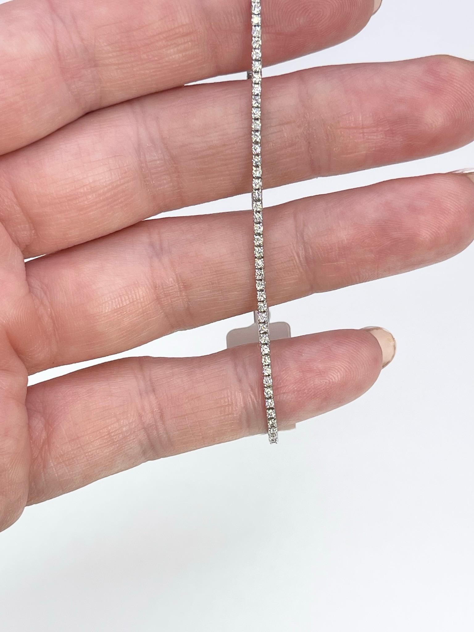 Modernist Diamond Tennis Bracelet 14KT white gold 0.95ct For Sale