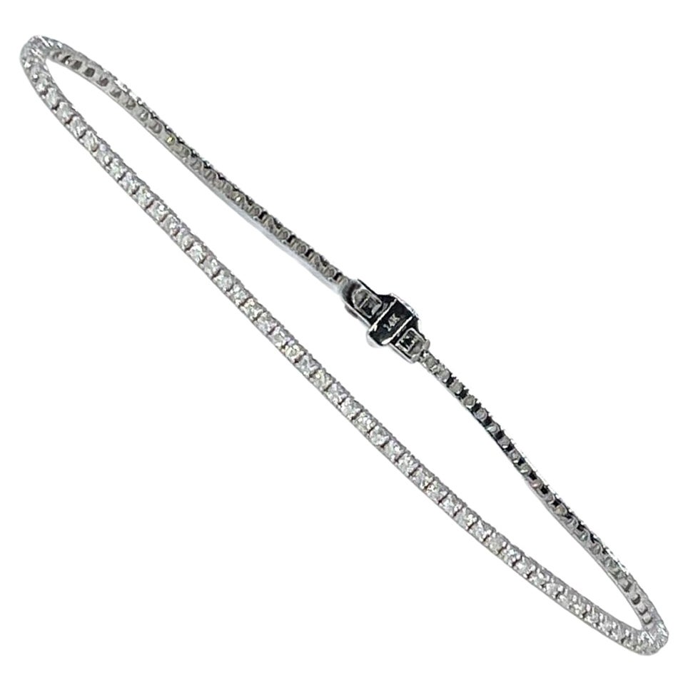 Pulsera de tenis con diamantes 14KT oro blanco 0.95ct en venta