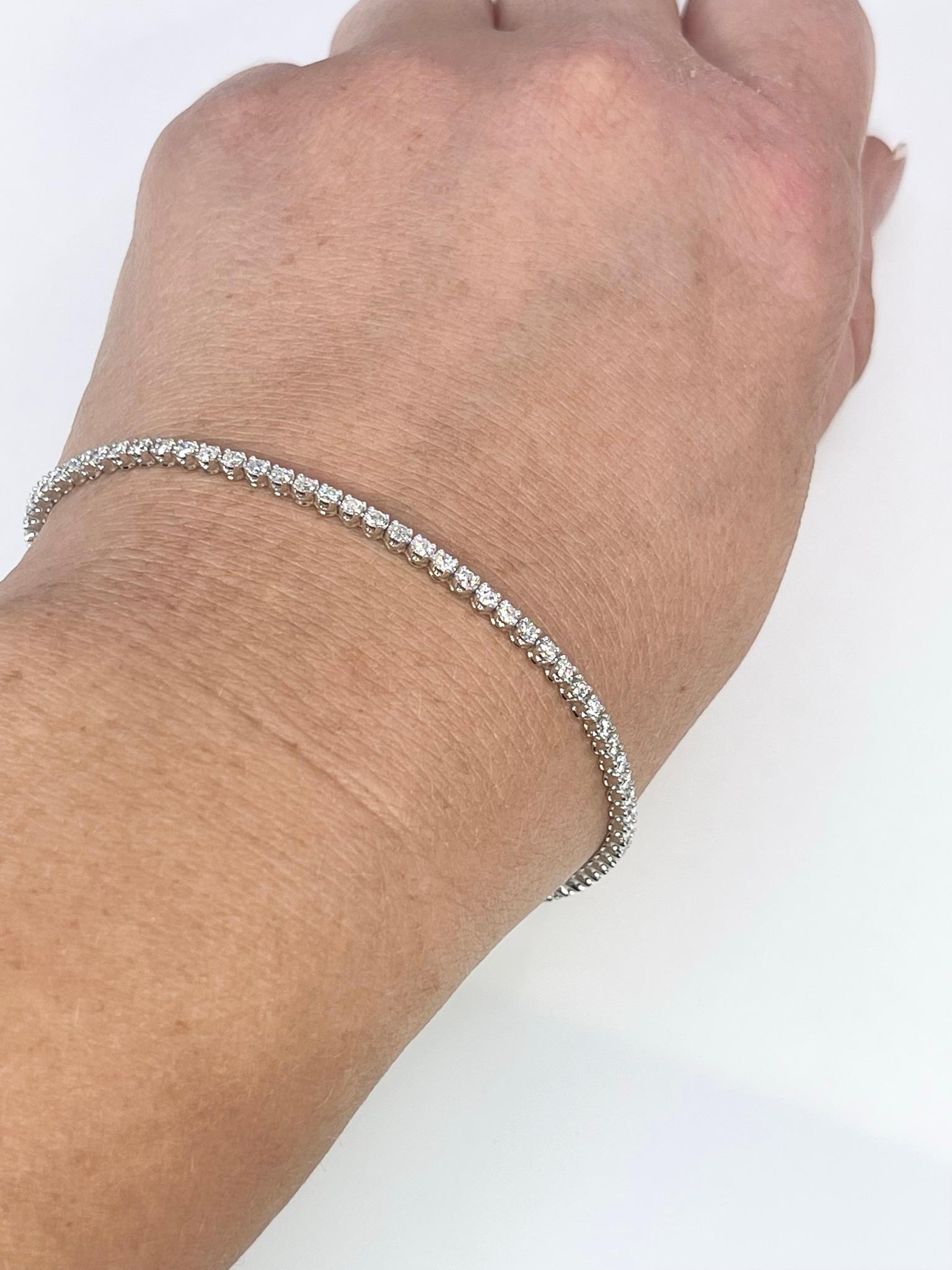 Modernist Diamond Tennis Bracelet 14KT white gold 2.02ct For Sale