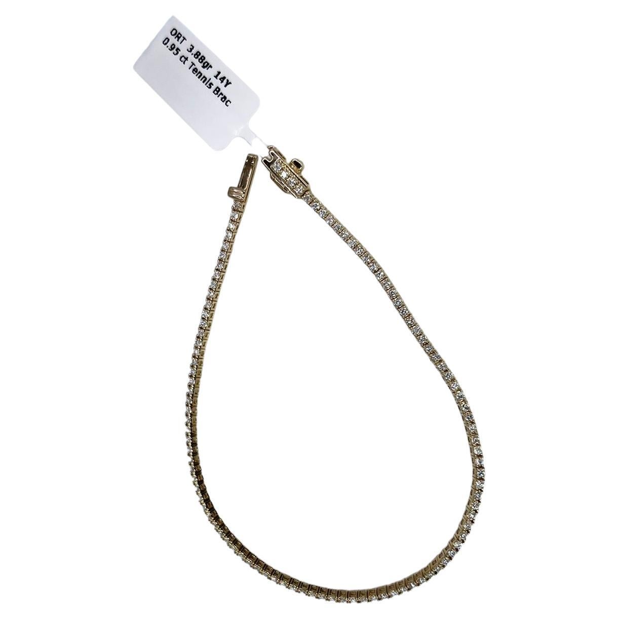Bracciale tennis con diamanti in oro giallo 14KT 0,95ct