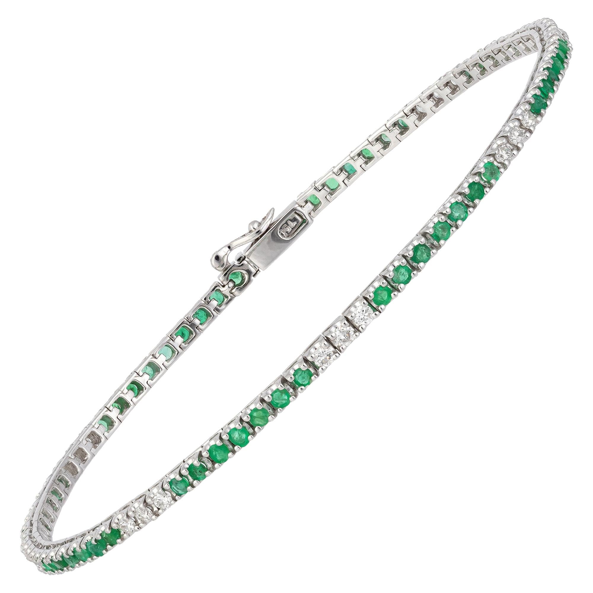 Diamond Tennis Bracelet 18 Karat White Gold Diamond 0.47 Carat/21 Pieces Emerald