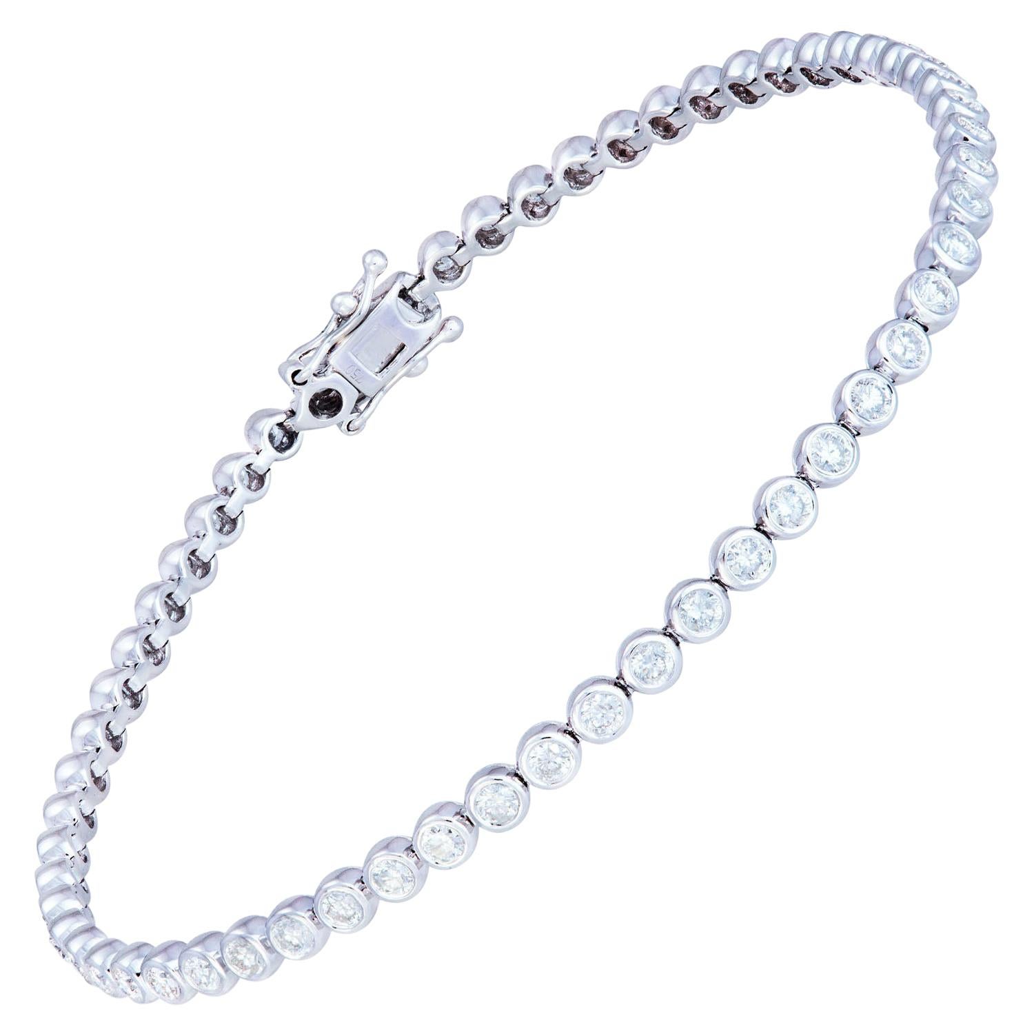 Diamond Tennis Bracelet 18 Karat White Gold Diamond 0.72 Carat/65 Pieces