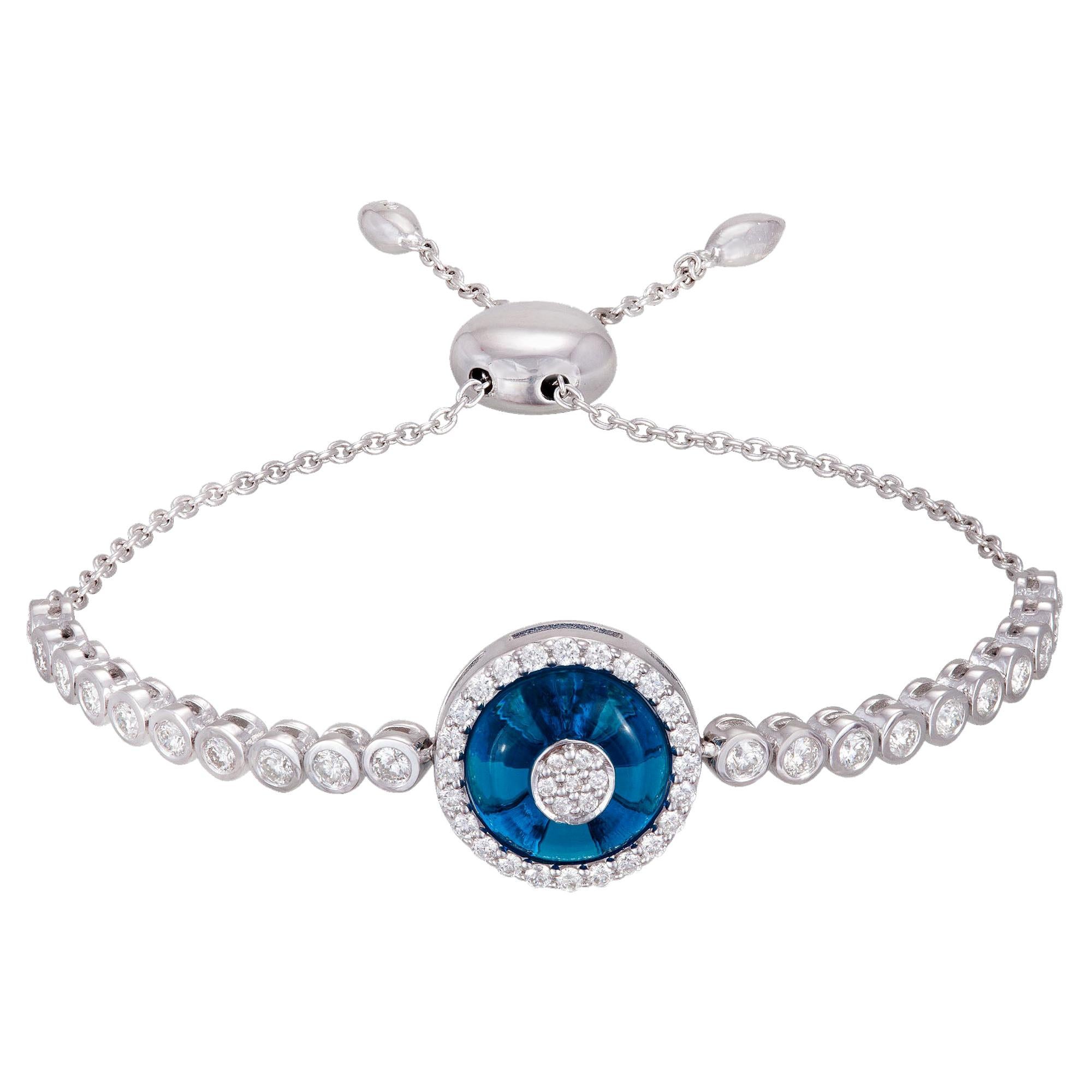 Pulsera de tenis de diamantes de oro blanco de 18 quilates 0,96 quilates/51 piezas