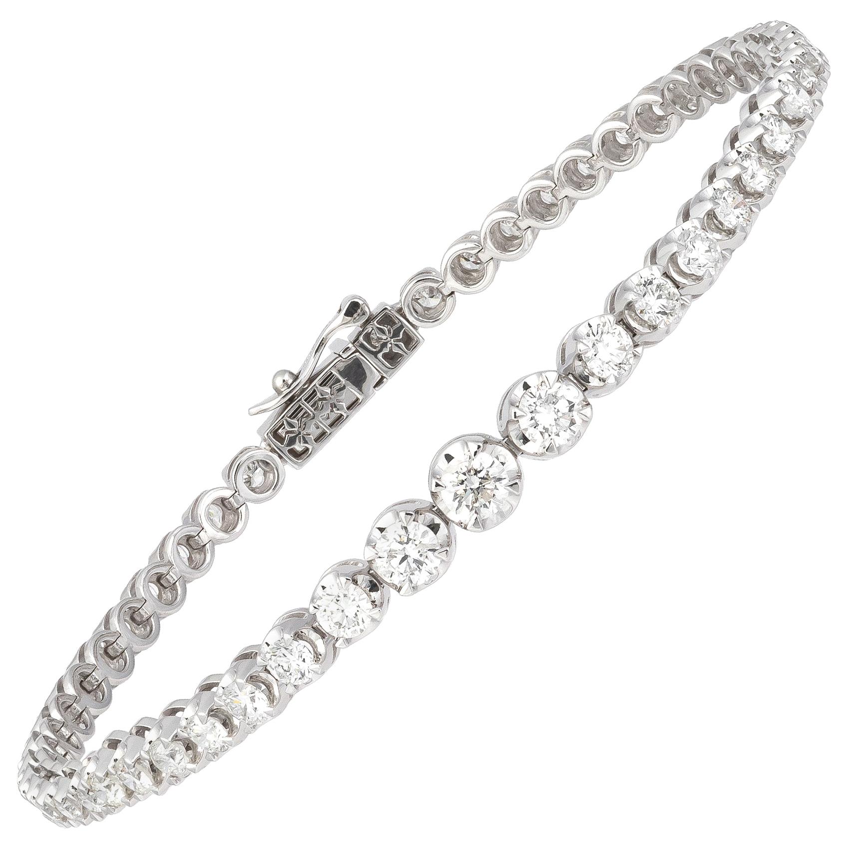 Diamond Tennis Bracelet 18 Karat White Gold Diamond 3.00 Carat/51 Pcs For Sale