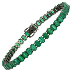 Bracciale tennis con diamanti in oro bianco 18 carati Smeraldo 19,16 carati/47 pezzi