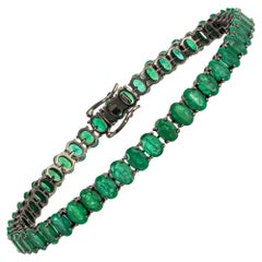 Diamond Tennis Bracelet 18 Karat White Gold Emerald 19.16 Carat/47 Pieces