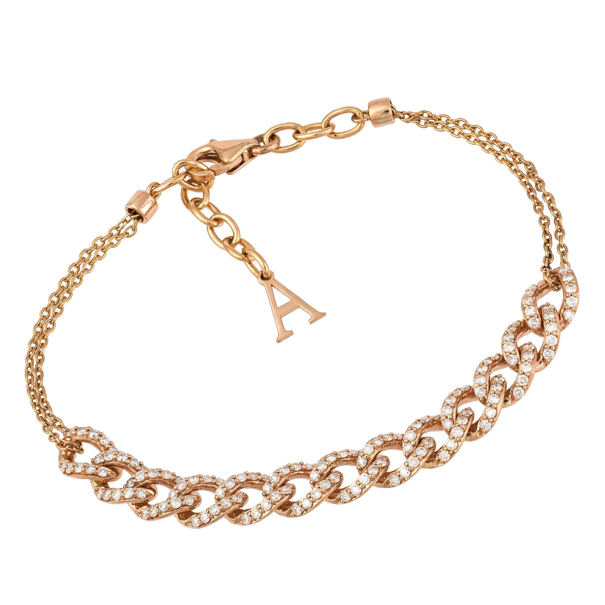 Bracelet tennis en or rose 18 carats avec diamants 0,80 carat/130 pièces
