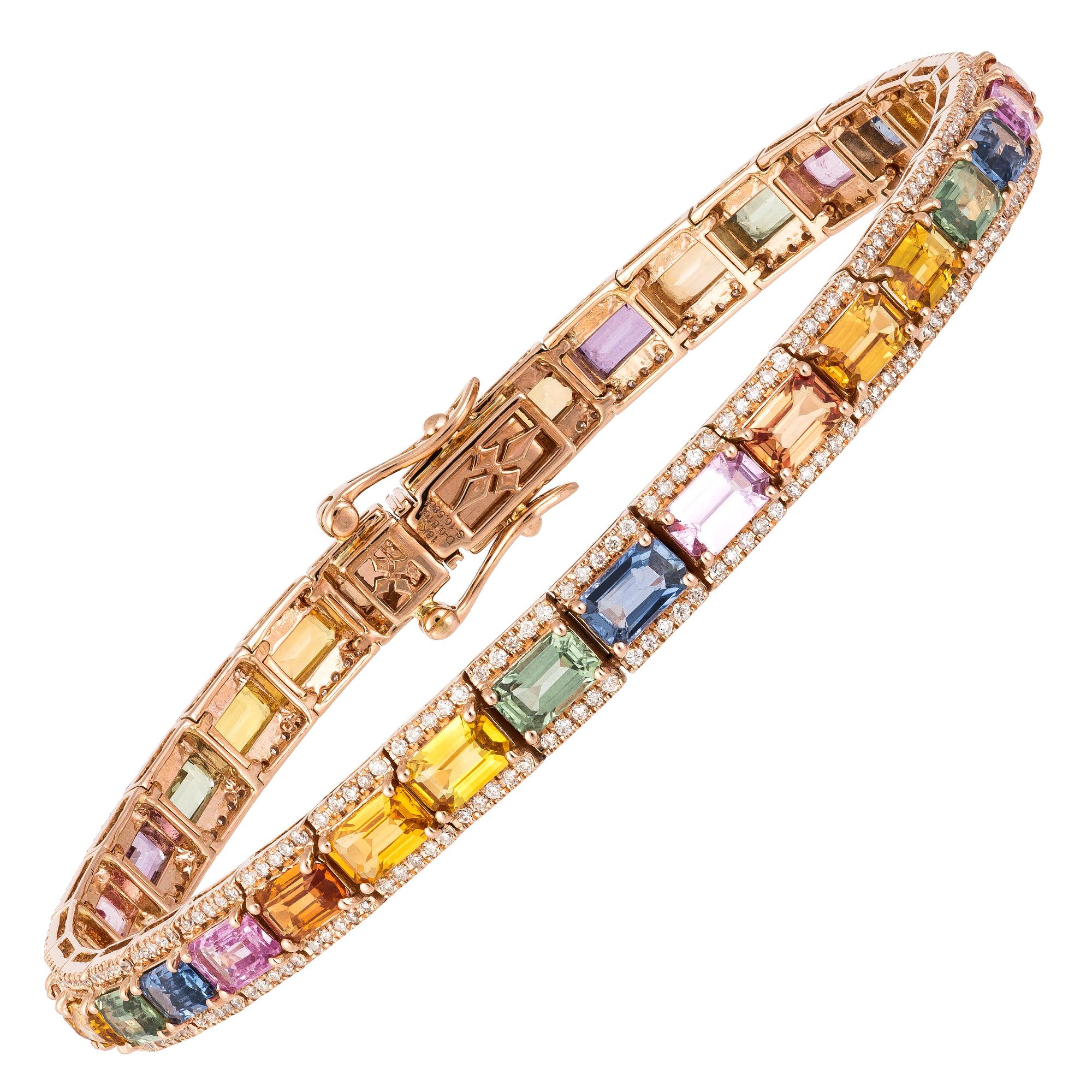 Bracelet tennis en or rose 18 carats avec diamants 0,97 carat/340 pièces
