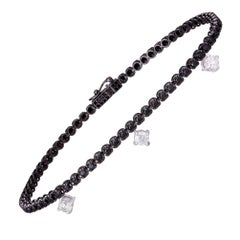 Diamant-Tennisarmband, Diamant, schwarzer Diamant 1,01 Karat/69 Karat, 18 Karat Weißgold