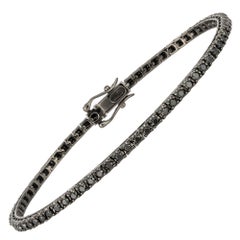 Diamond Tennis Bracelet 18 Karat White Gold Black Diamond 2.03 Carat/70 Pcs