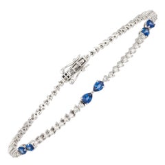 Diamond Tennis Bracelet 18k White Gold BS 1.22 Cts/6 Pcs Diamond 1.00 Cts/72 Pcs