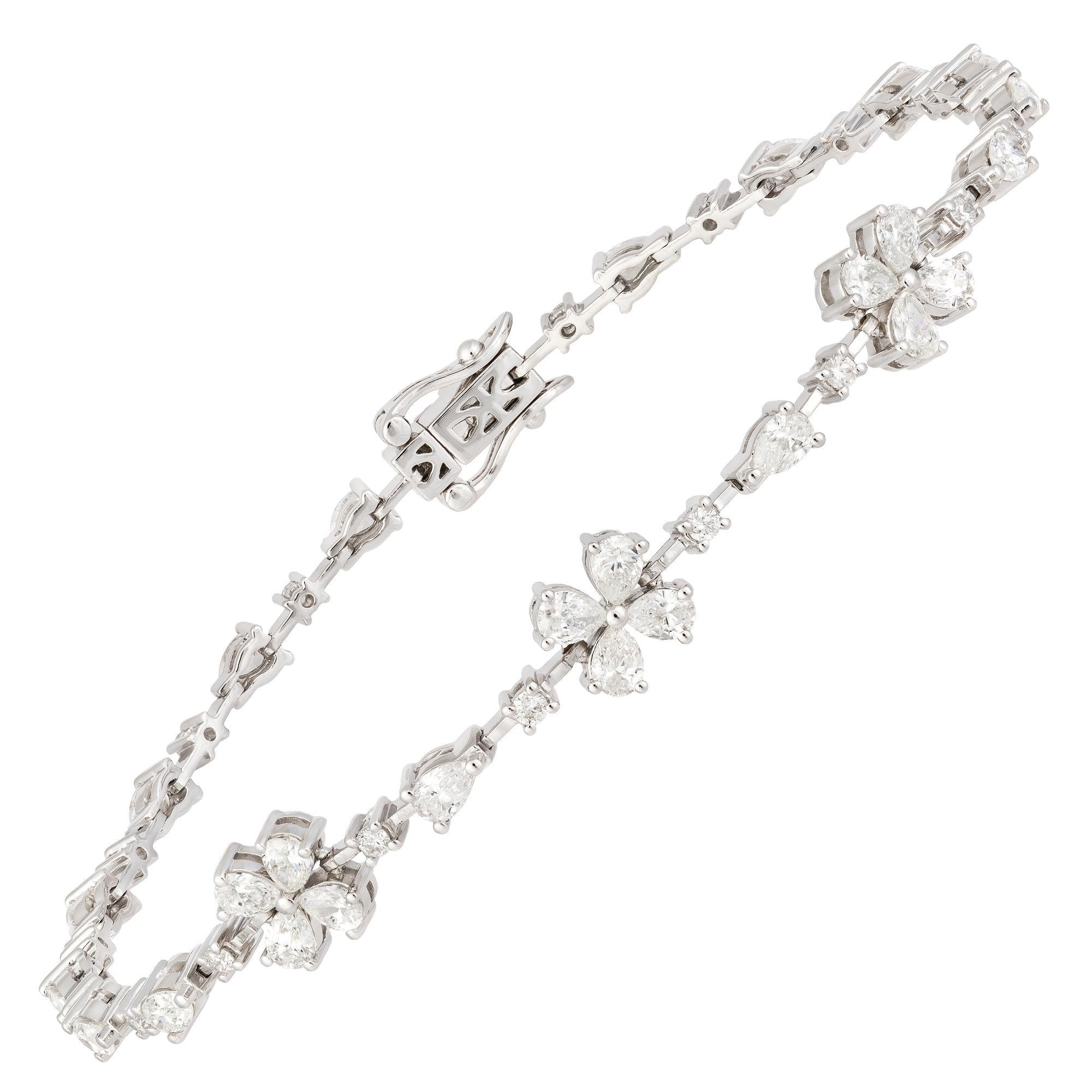 Diamond Tennis Bracelet 18K White Gold Diamond 0.32 Cts/19 Pcs PE 2.18 Cts/28 Pc In New Condition For Sale In Montreux, CH