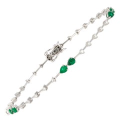 Diamant-Tennisarmband 18K Weißgold Diamant 0,42 Karat/30 Teile Smaragd 0,86 Karat