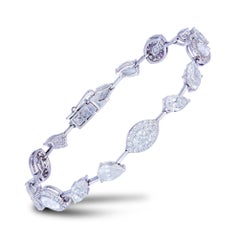 Diamond Tennis Bracelet 18K White Gold Diamond 0.69 Cts/80 Pcs MQ 4.43 Cts/9 Pcs