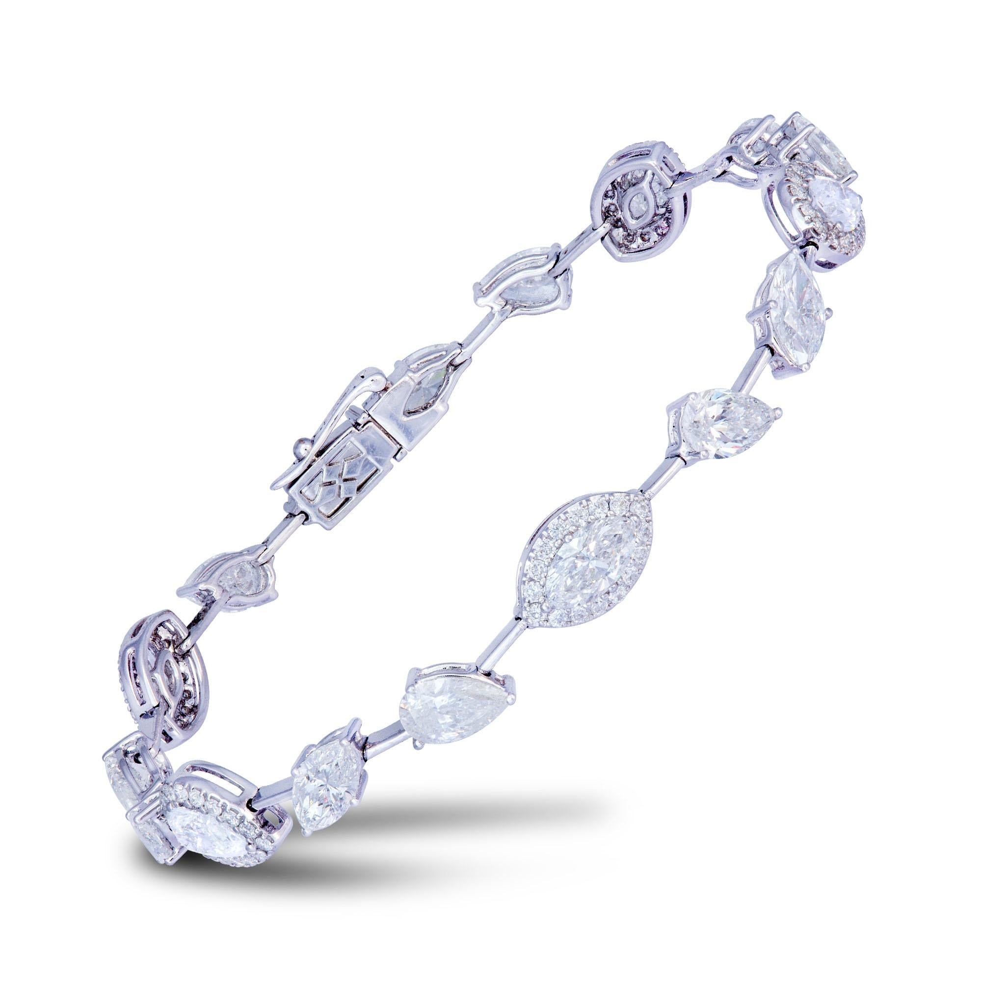 Diamond Tennis Bracelet 18K White Gold Diamond 0.69 Cts/80 Pcs MQ 4.43 Cts/9 Pcs In New Condition For Sale In Montreux, CH
