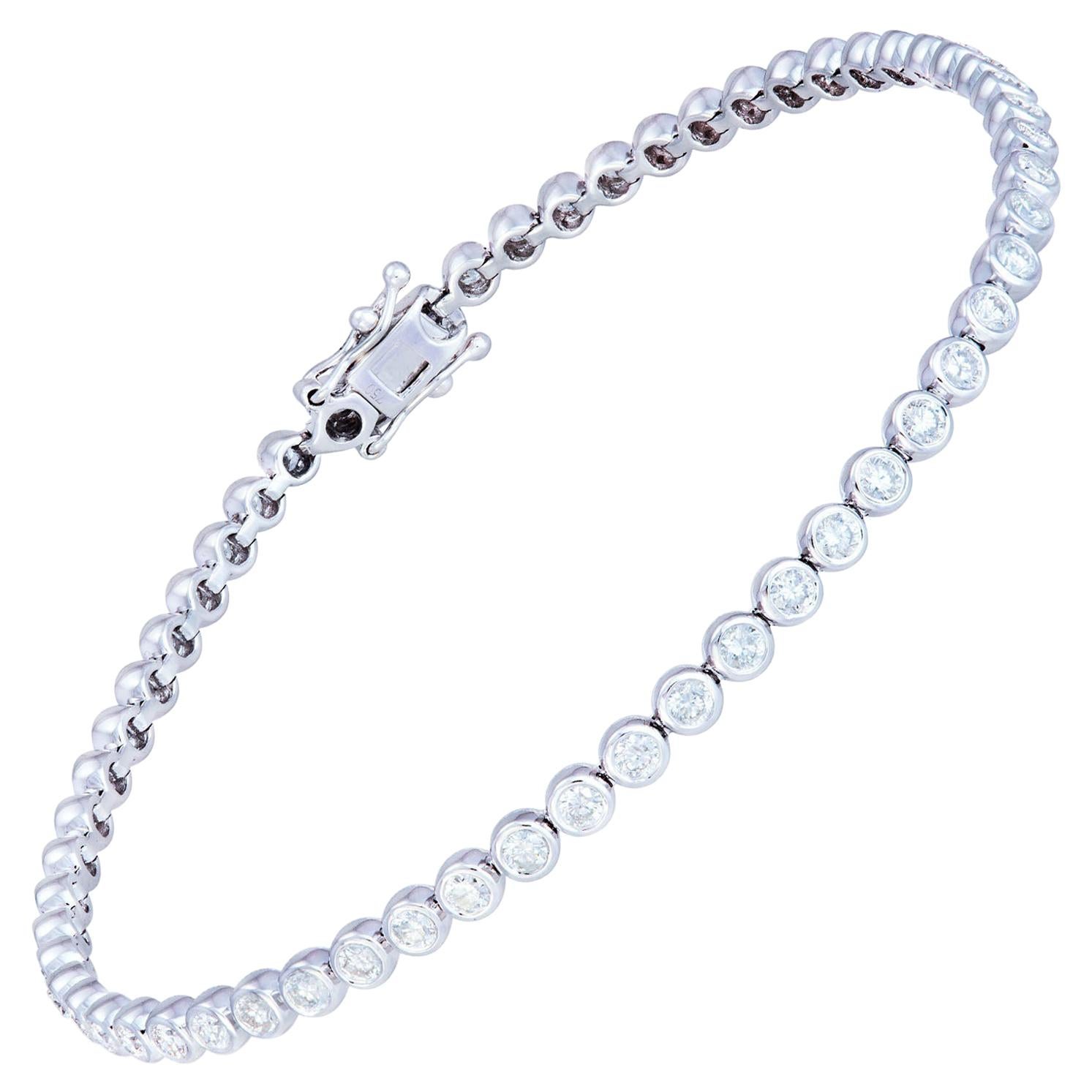 Diamond Tennis Bracelet 18k White Gold Diamond 0.72 Ct/65 Pcs