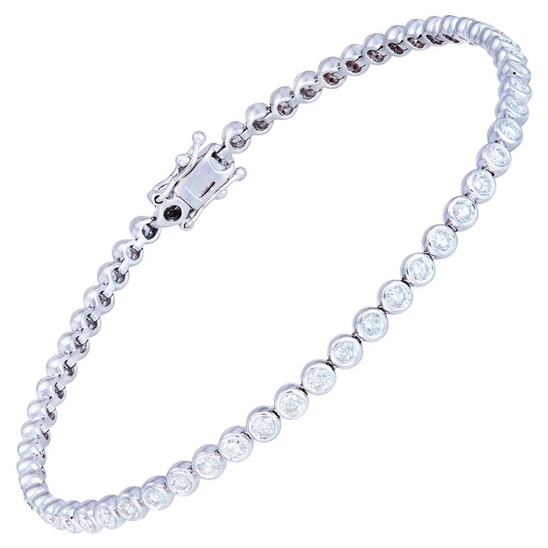 Diamond Tennis Bracelet 18k White Gold Diamond 0.72 Ct/65 Pcs For Sale at  1stDibs