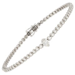 Bracelet tennis en or blanc 18 carats avec diamants 0,97 carat/66 pièces MQ 0,16 carat/1 carat