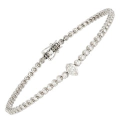 Bracelet tennis en or blanc 18 carats avec diamants 0,97 carat/66 pièces MQ 0,16 carat/1 carat