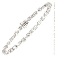 Diamond Tennis Bracelet 18K White Gold Diamond 1.10 Cts/7 Pcs Emerald 0.96 Carat