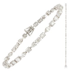 Pulsera Tenis Diamantes Oro Blanco 18K Diamante 1,10 Cts/7 Pzas Esmeralda 0,96 Cts