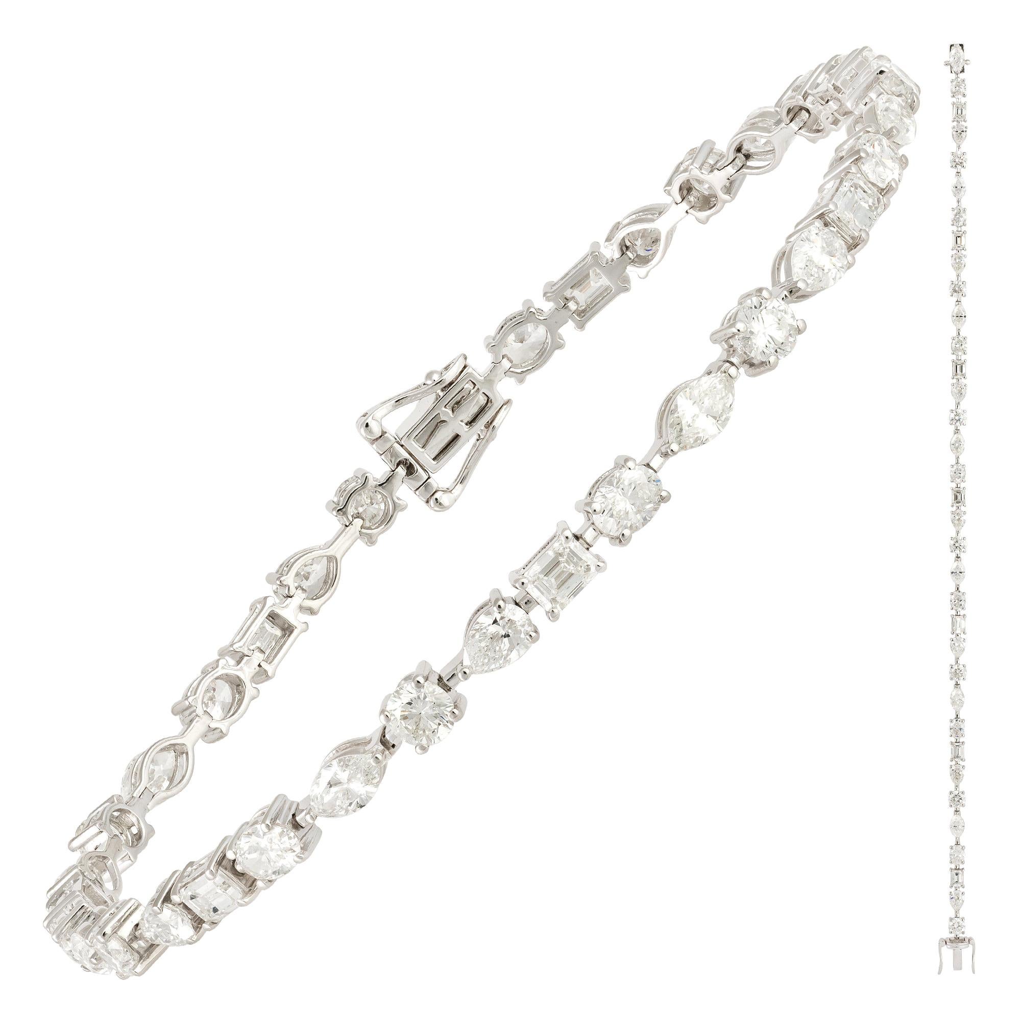 Bracelet tennis en or blanc 18 carats avec diamants 1,10 carat/7 pièces émeraude 0,96 carat