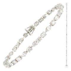 Diamond Tennis Bracelet 18K White Gold Diamond 1.10 Cts/7 Pcs EMerald 0.96 Cts