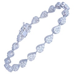 Retro Diamond Tennis Bracelet 18k White Gold Diamond 2.50 Cts/140 Pcs