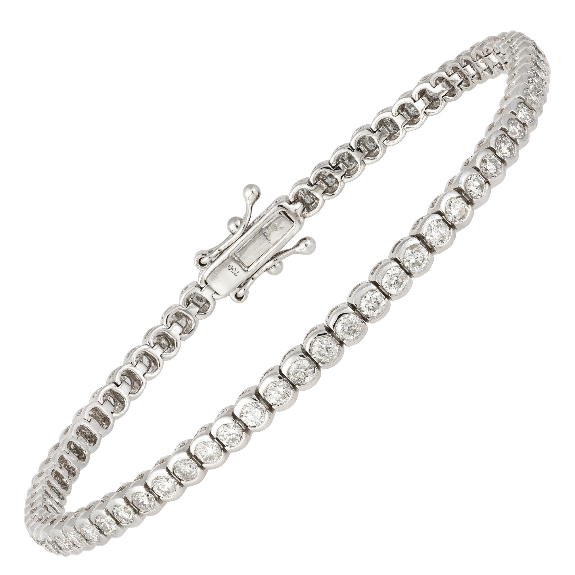 Women's Diamond Tennis Bracelet 18 Karat White Gold Diamond 2.85 Carat/69 Pieces For Sale