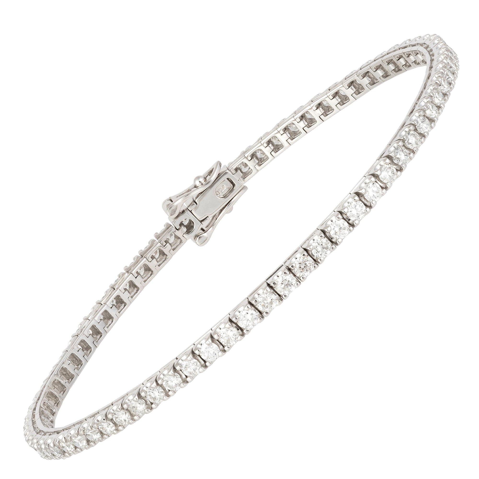 Bracelet tennis en or blanc 18 carats avec diamants 3,00 carats/69 pièces / diamants 3,00 carats