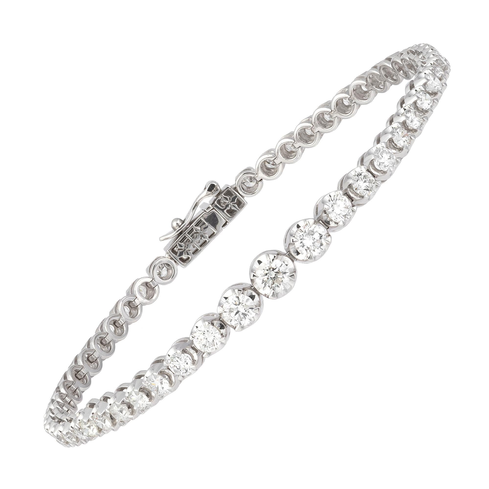 Diamond Tennis Bracelet 18k White Gold Diamond 3.00 Ct/51 Pcs In New Condition For Sale In Montreux, CH