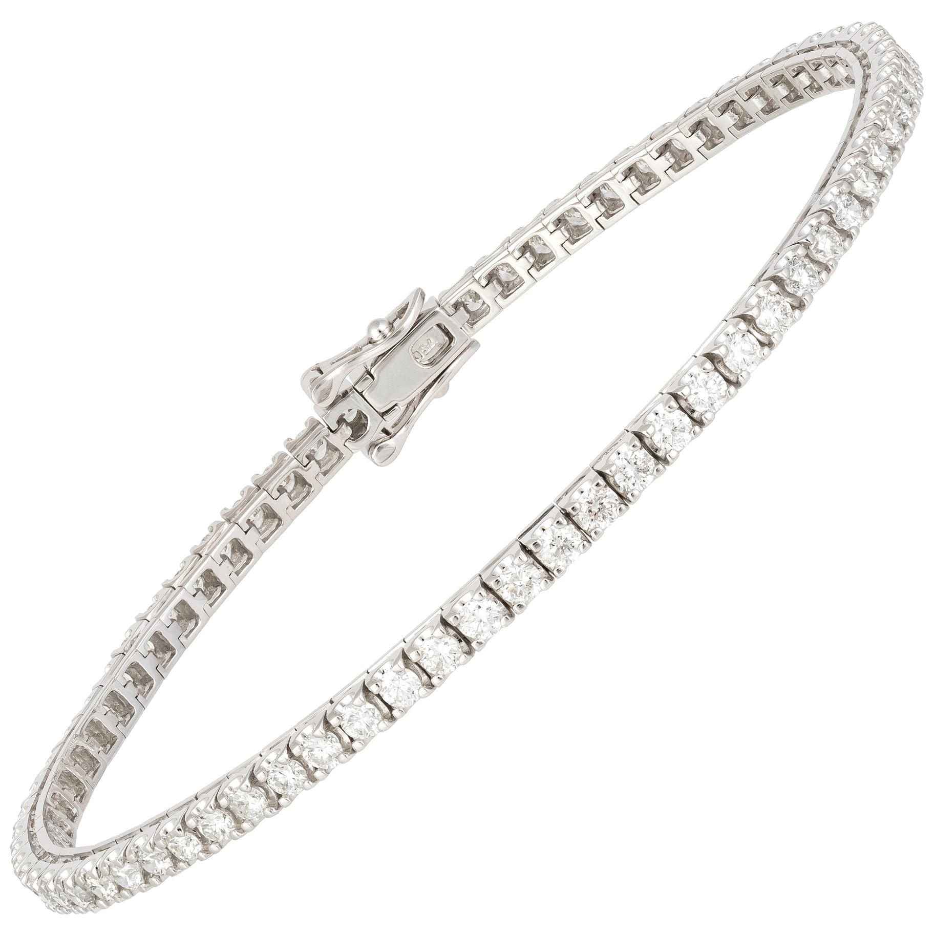 Bracelet tennis en or blanc 18 carats avec diamants de 3,00 carats /69 pièces / diamants de 3,00 carats