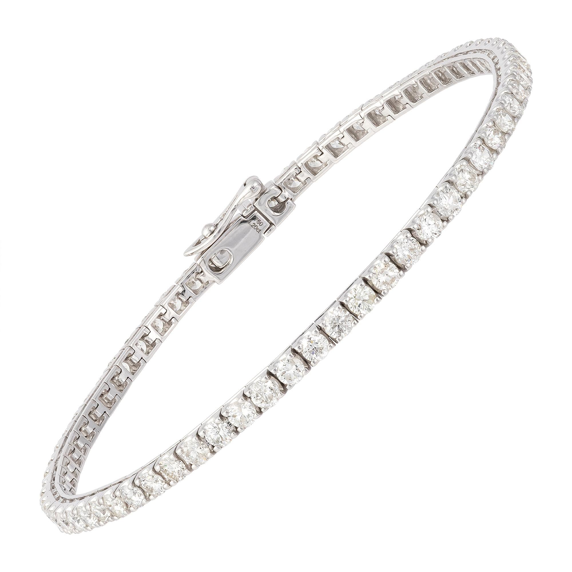 Diamant-Tennisarmband, Diamant 3,83 Karat/65 Karat, 18k Weißgold Damen im Angebot