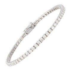 Retro Diamond Tennis Bracelet 18k White Gold Diamond 3.83 Cts/65 Pcs