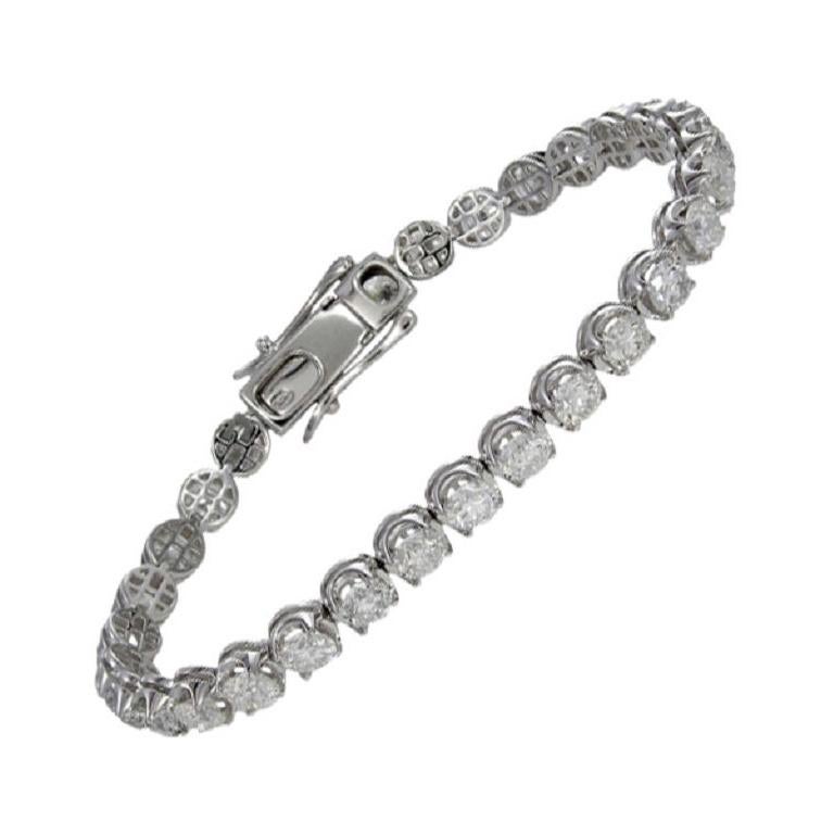 Diamond Tennis Bracelet 18k White Gold Diamond 6.14 Ct/40 Pcs For Sale