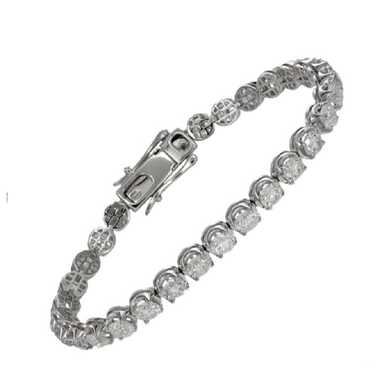 Taille ronde Bracelet tennis en or blanc 18 carats avec diamants 6,14 carats/40 pièces en vente