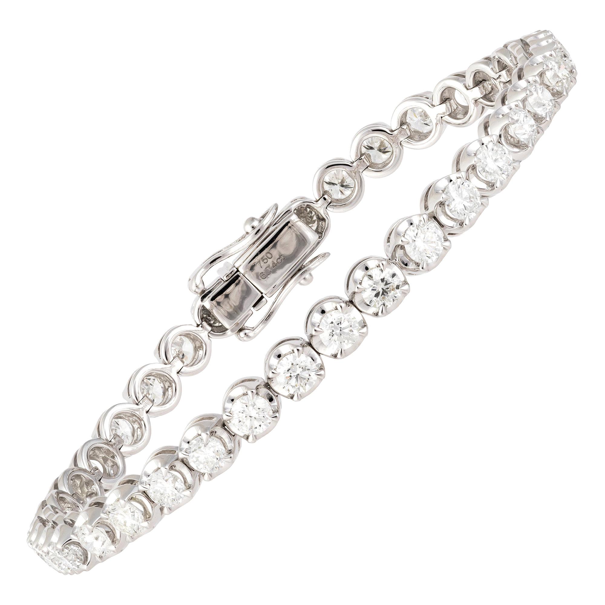 Diamond Tennis Bracelet 18k White Gold Diamond 6.60 Cts/36 Pcs