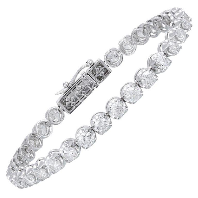 Diamant-Tennisarmband 18k Weißgold Diamant 8,00 Karat/32 Teile im Angebot