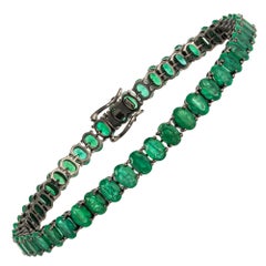 Bracciale tennis con diamanti in oro bianco 18 carati Smeraldo 19,16 carati/47 pezzi