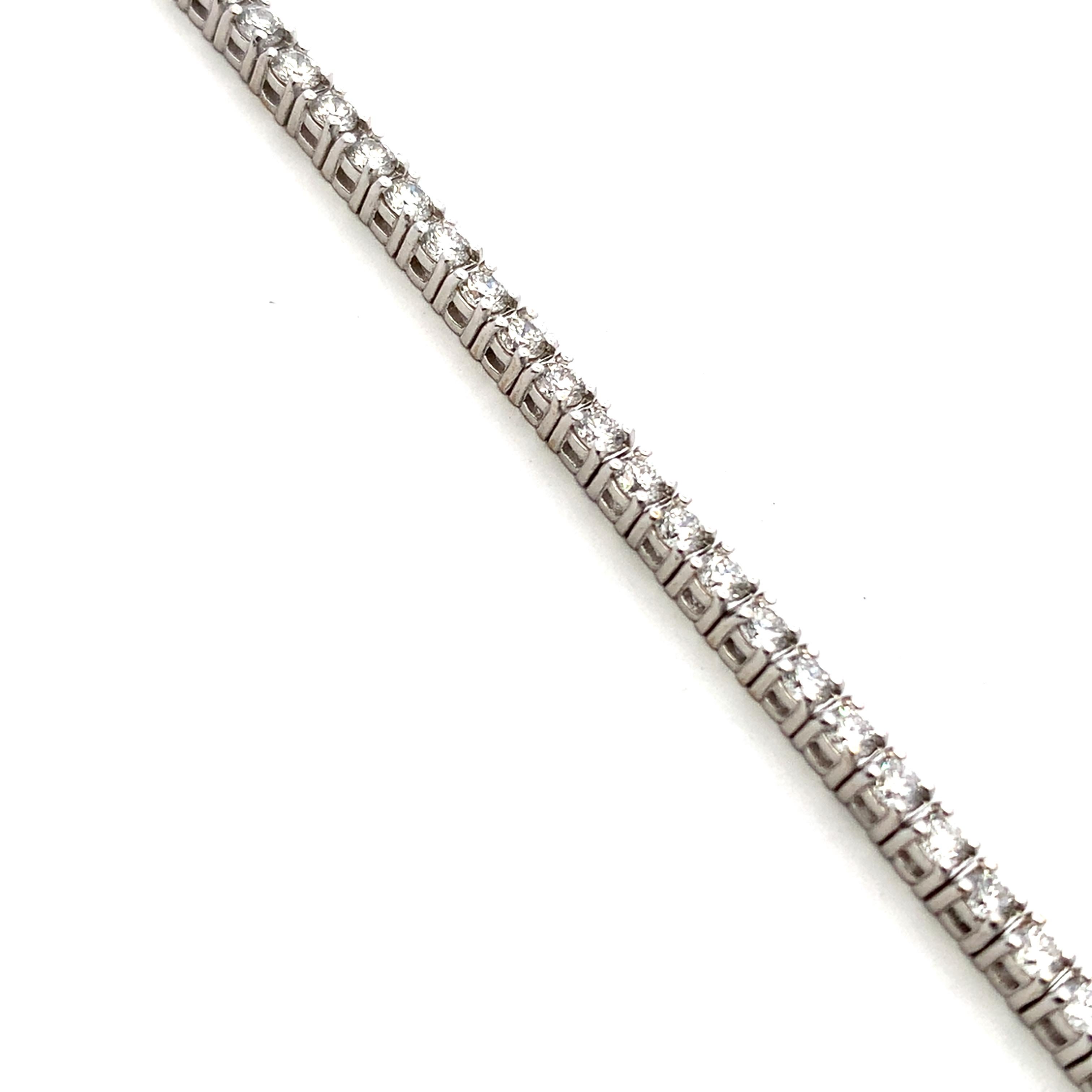 Diamond tennis bracelet 18k white gold eternity For Sale 6