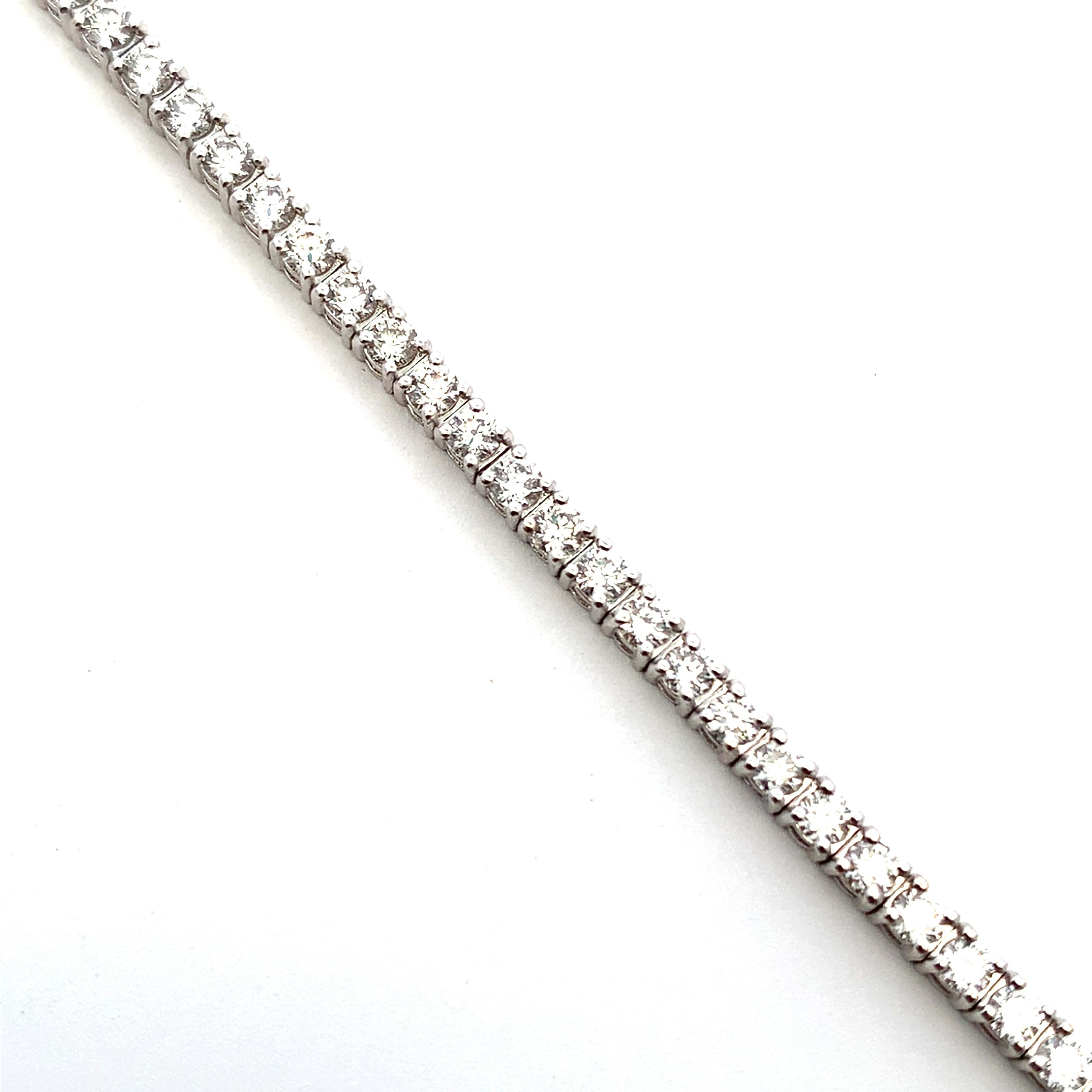 Diamond tennis bracelet 18k white gold eternity For Sale 5