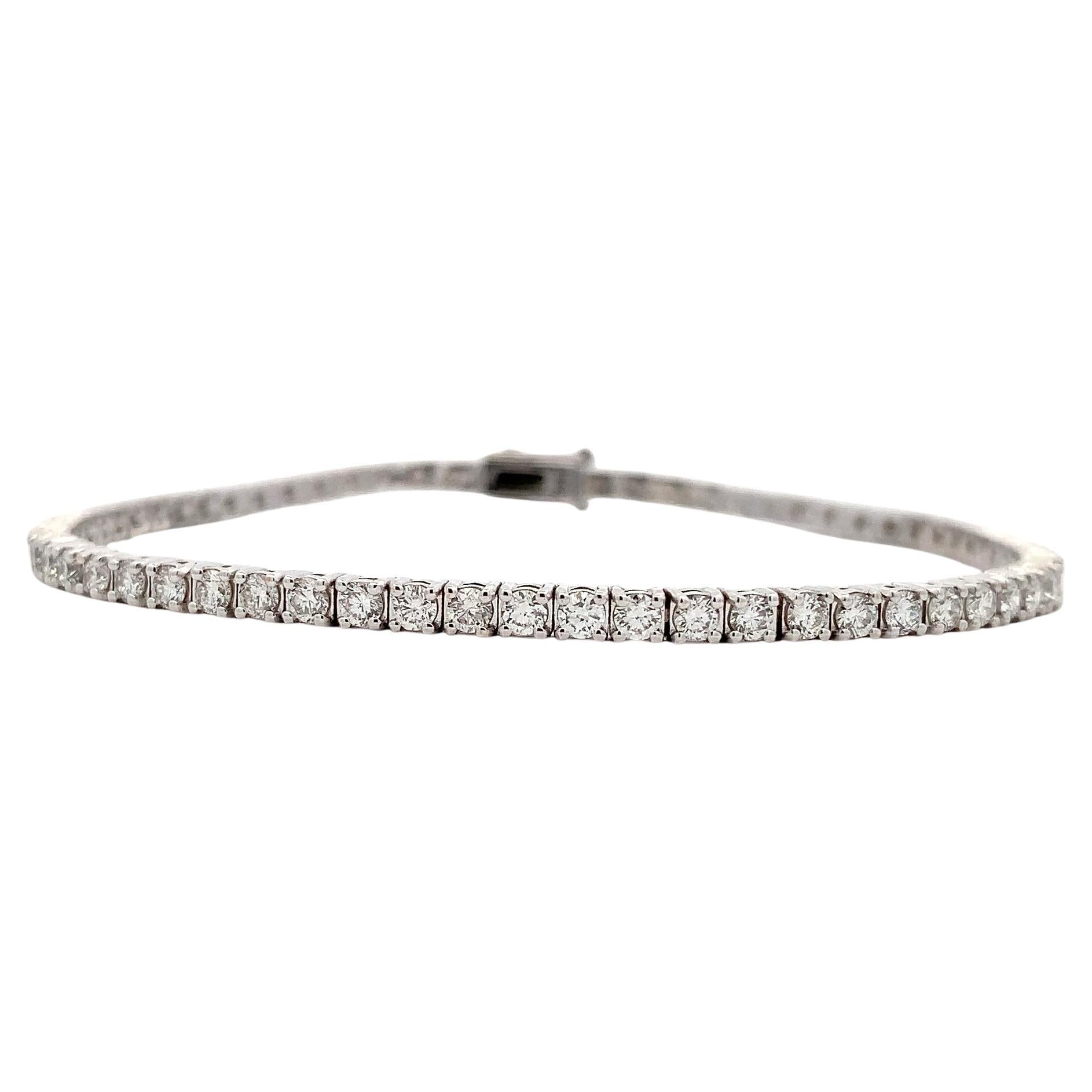 Diamond tennis bracelet 18k white gold eternity For Sale