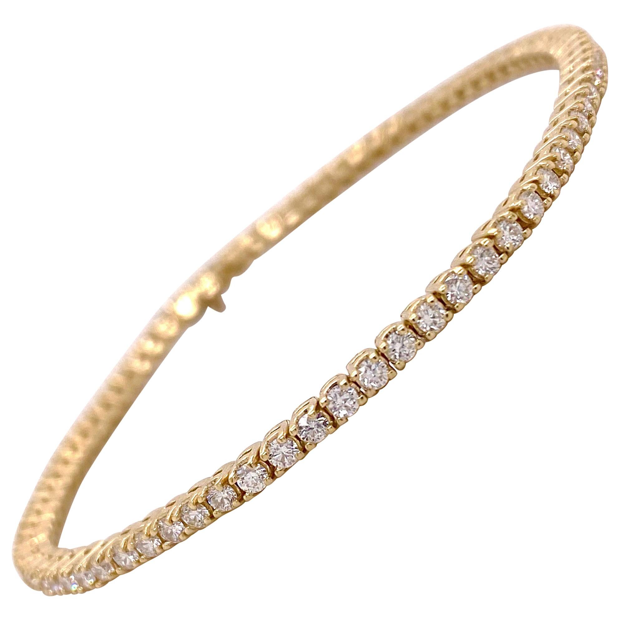 Diamond Tennis Bracelet, 2 Carat Natural, Genuine Diamond Bracelet, Yellow Gold