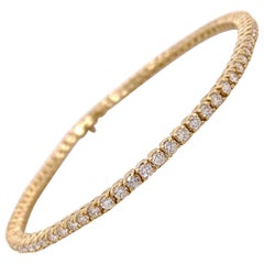 Bracelet tennis en or jaune avec diamants véritables de 2 carats