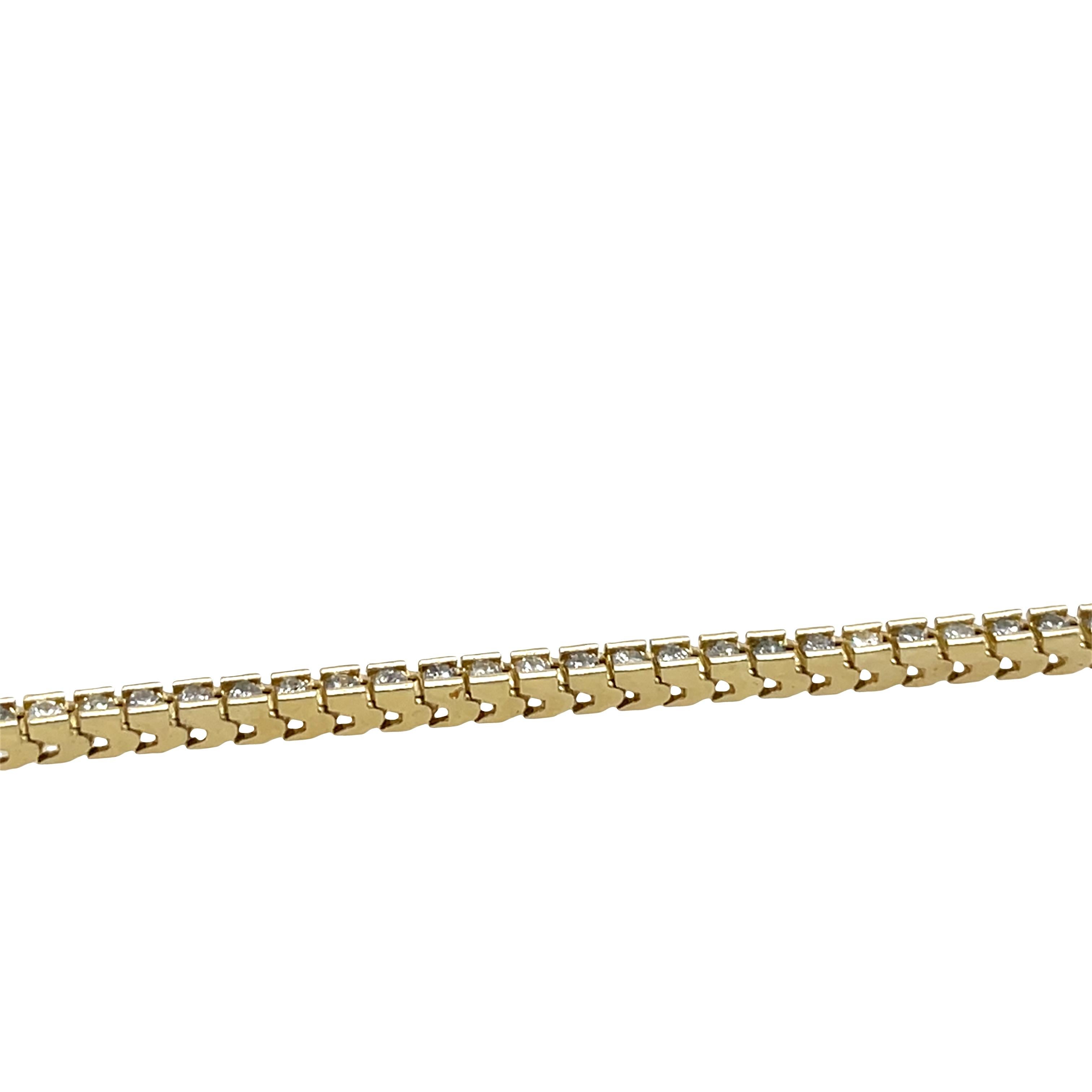 Pulsera de Tenis de Diamantes - 2.0ct Total, engastada en Oro Amarillo de 14ct Corte redondo en venta