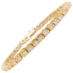 Diamond Tennis Bracelet, 5 Carat Diamond Bracelet, Yellow Gold, Gift