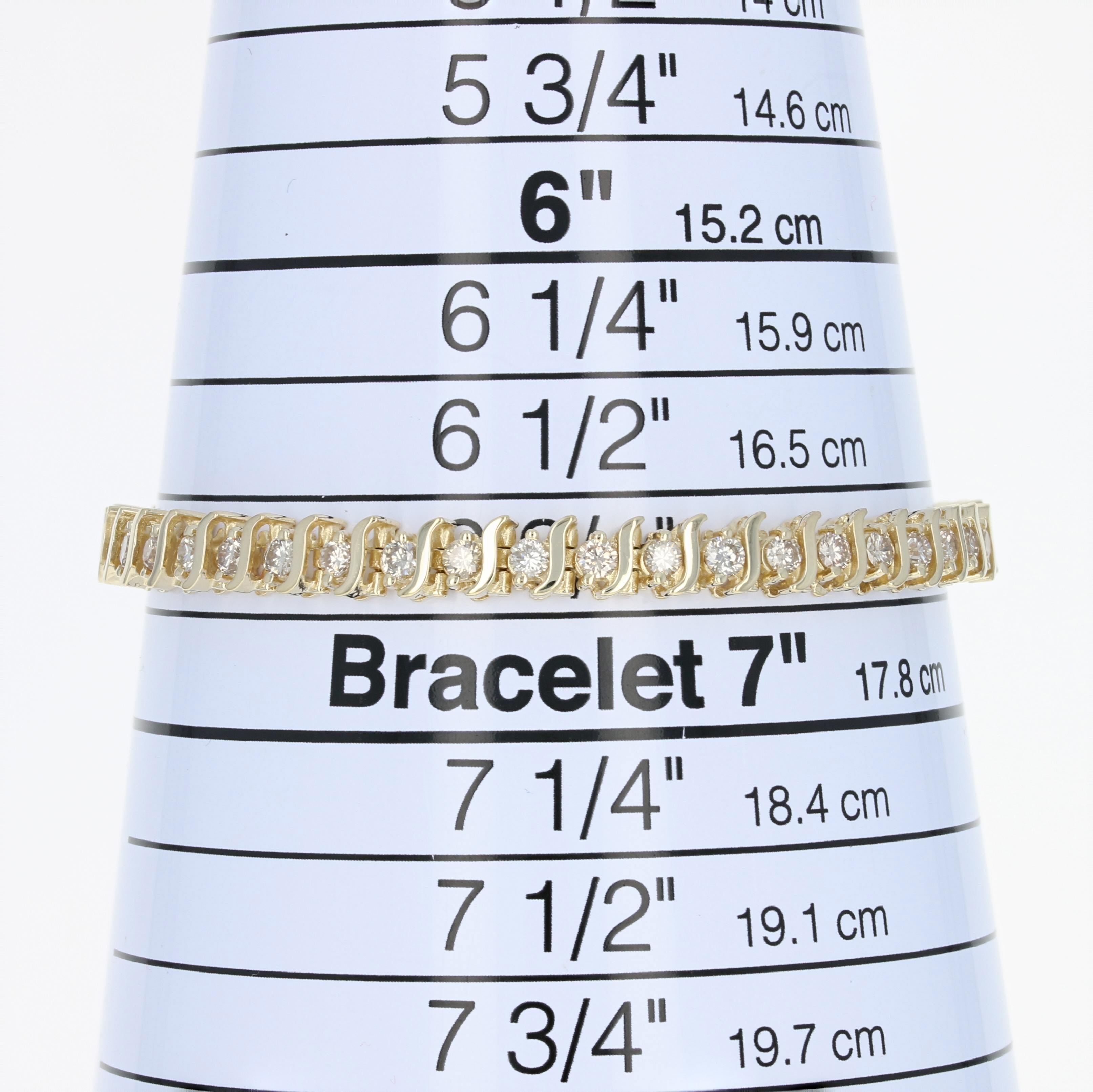 Diamond Tennis Bracelet, 14 Karat Yellow Gold Round Cut 3.00 Carat 3